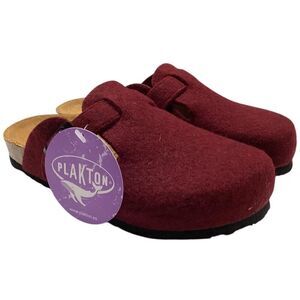Plakton Clogs Women 6.5 37 Red Blogg Felted Wool Cork Slip On Soft Footbed NEW